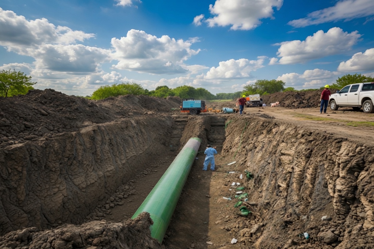 Abrasive blasting and coating on a pipeline